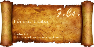 Fórizs Csaba névjegykártya