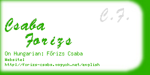 csaba forizs business card